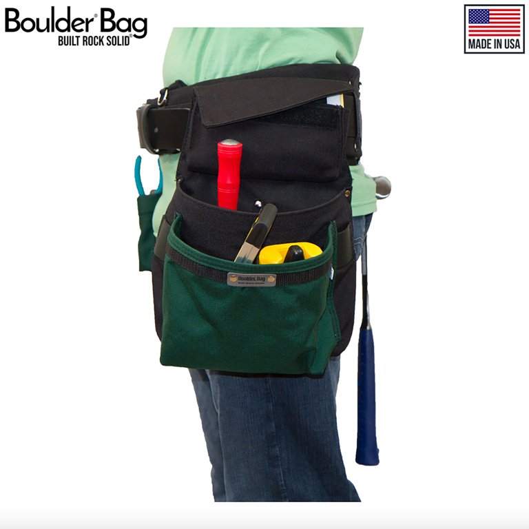 BOULDER BAG Professional Carpenter MAX Combo with Comfort Back Support Tool  Belt, Quick Release Buckle, Heavy Duty Tool Pouch, Black (Large 33-36