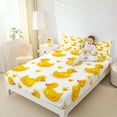 thumbnail image 4 of Manfei Kawaii Duck Bed Sheets,Princess Crown King Sheets,Yellow White Sheet Set For Teens,Microfiber Bedroom Decor,4 Pieces, 4 of 7