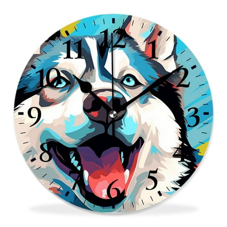 12 Inch Wall Clock Battery Operated Silent Clock Decorative for Office, Kitchen, Outdoor, Living Room,Thai Bang-Kaew Dog Beautiful Pattern