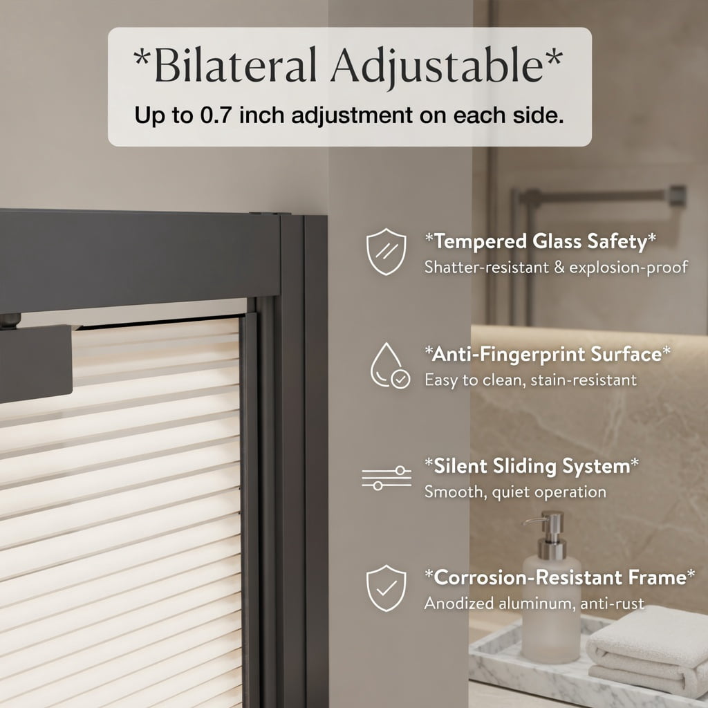 Hommoo Framed Bi-Fold Pivot Shower Door 32" x 72", Aluminum Frame, 1/4" Tempered Glass, Reversible Left/Right Installation, Space-Saving Folding Shower Enclosure, Black & Transparent