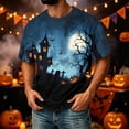 thumbnail image 4 of Halloween Shirts for Men Funny Pumpkin Ghost Print Graphic Halloween Tshirts Round Neck Short Sleeve Corduroy Tops Dark Gray M, 4 of 7