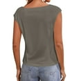 thumbnail image 5 of Summer Cap Sleeve Women Solid Color Scoop Neckline Casual T-shirt Simple Tops, 5 of 5