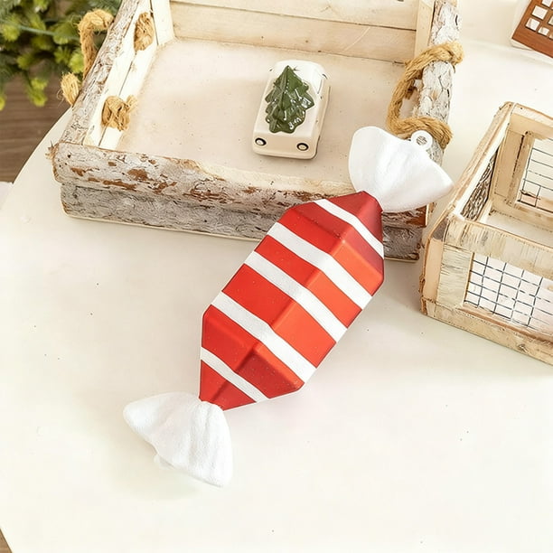 Adorno de caramelos navideños rojo y blanco | Decoración del árbol navideño • Colgante de plástico pintado, multicolor, decoración festiva para colgar • Duradero, fácil de exhibir, 12,2"x5,5"