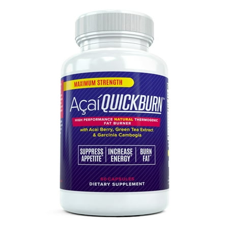 Acai Quick Burn - High Performance Natural Fat Burner with Acai Berry, Garcinia Cambogia and Green Tea, 60 capsules