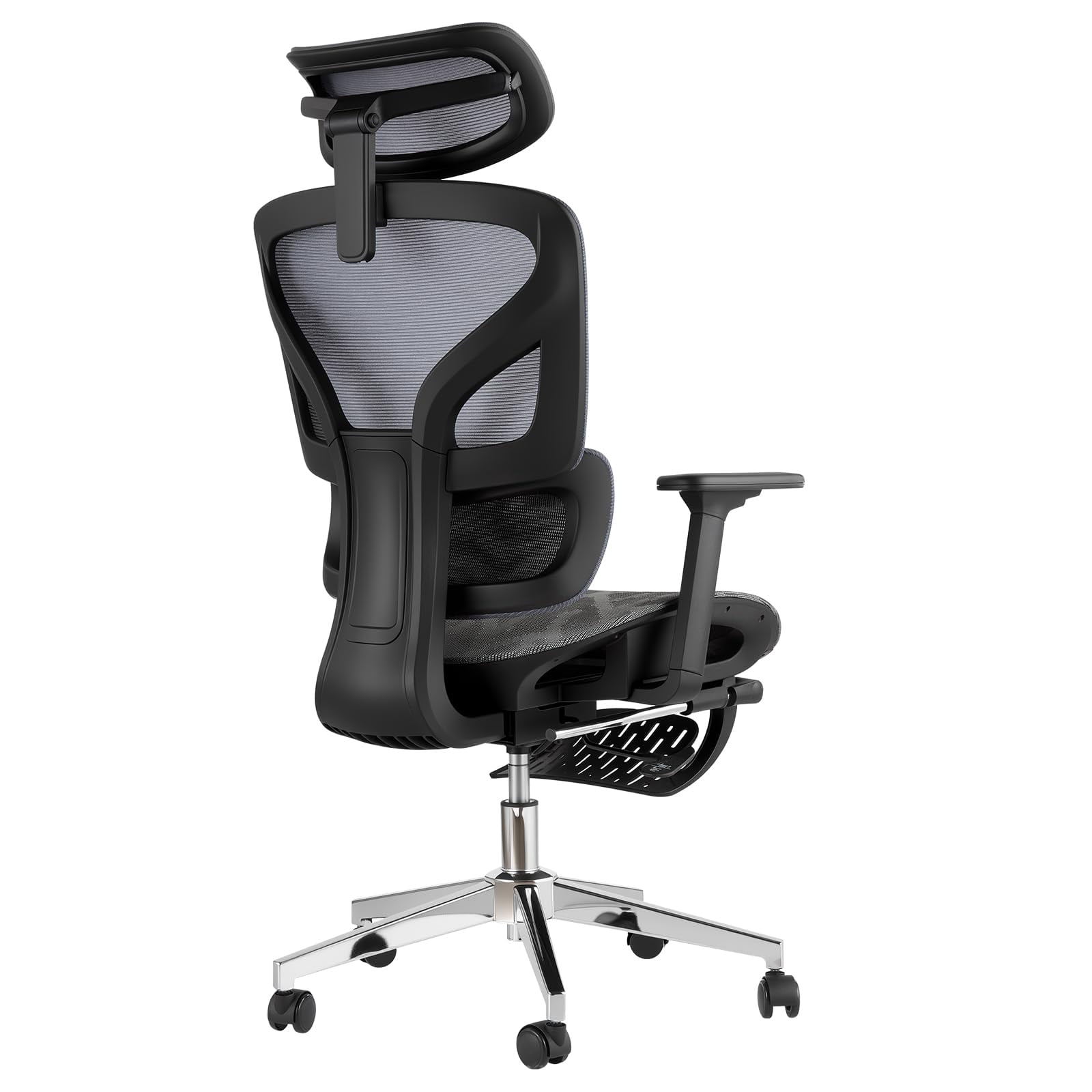 3Rd Gen Ergonomic High Back Mesh Office Chair with Footrest, 4d Adjustable Armrests & Dynamic Lumbar Support, Reclining Tilt Function Rolling Casters Desk Chair for Home Office, Grey