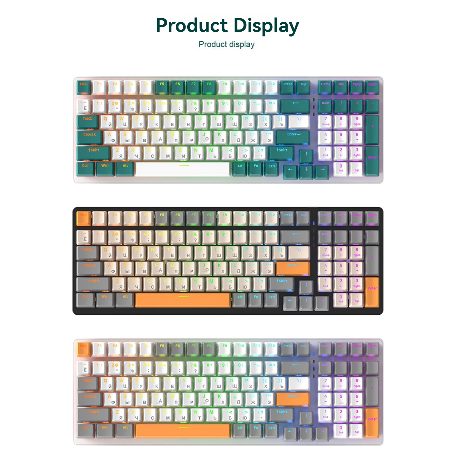 K3 Mechanical Keyboard Russian Mechanical Keyboard 100 Keys Gaming Office Gaming Computer Keyboard Full Keys No Punch Multiple Light Effects Personalised Keycaps Wired Keyboard