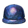 thumbnail image 2 of Colorful Galaxy Hat – Sun Moon Stars Design, Breathable Adjustable Snapback for Hip Hop Events, Street Fashion, 2 of 8