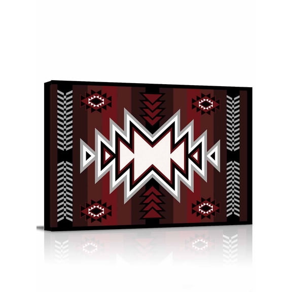 Red Black Wall Art for Living Room,Canvas Picture Wall Decor for Bathroom Bedroom,Southwest Geometric Aztec Farmhouse Tribal Painting Artwork for Office Kitchen Hallway Dining Room Home Decor 16"x20"