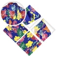 thumbnail image 3 of HAPPY BAY Men's Funky Beach Party Tropical Floral Shirts Short Sleeve Button Down Hawaiian Shirt for Men S Denim, Flower Monstera, 3 of 5