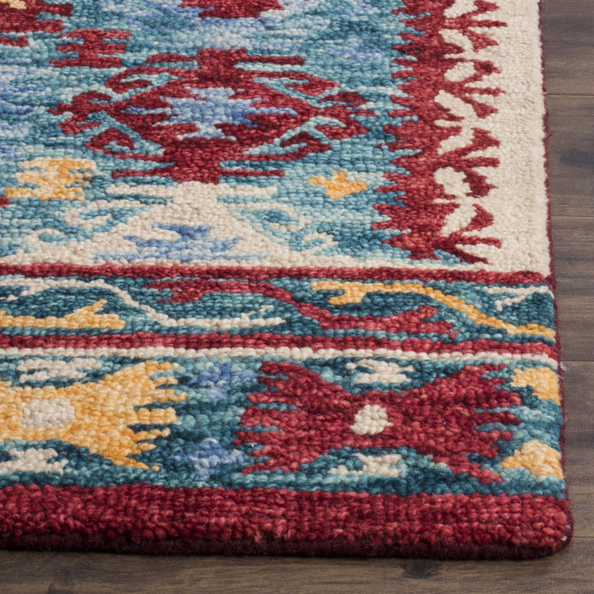 SAFAVIEH Aspen Collection APN505A Handmade Blue / Red Rug