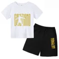 thumbnail image 3 of Conjunto de 2 piezas de camiseta y pantalones cortos con estampado de estrellas CR7 para niños y niñas de 3 a 13 años, ropa para niños, traje deportivo informal de moda Sunshine, 3 of 5