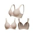 thumbnail image 3 of Curve Muse Plus Size Unline Minimizer Underwire Bra with Embroidery Lace - 3 Pack (GREY PINK BLACK), 3 of 7