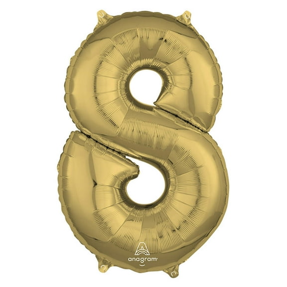 26 inch Number 8 - Anagram - White Gold Foil Mylar Balloon - Party Supplies Decorations