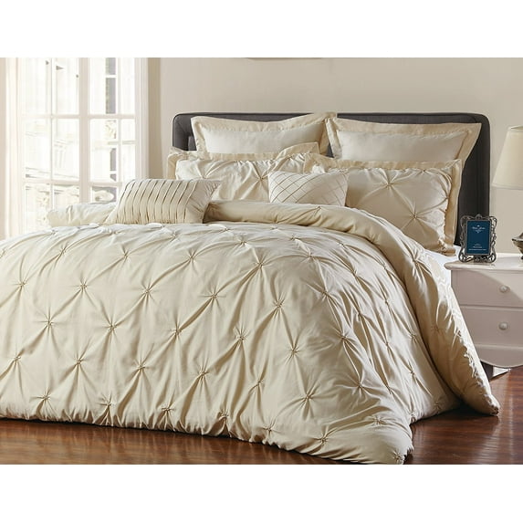 Unique Home 8 Piece Comforter Bed in a Bag Ruffled Clearance Bedding Set Fade Resistant, Wrinkle Free, No Ironing Necessary, Super Soft, All Sizes- Queen King Cal.KingSize (Queen, Taupe)
