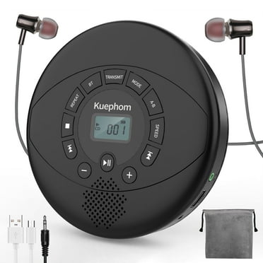 KUEPHOM Bluetooth Portable CD Player, Rechargeable Discman,Walkman CD Player Support MP3,USB,Earbud.