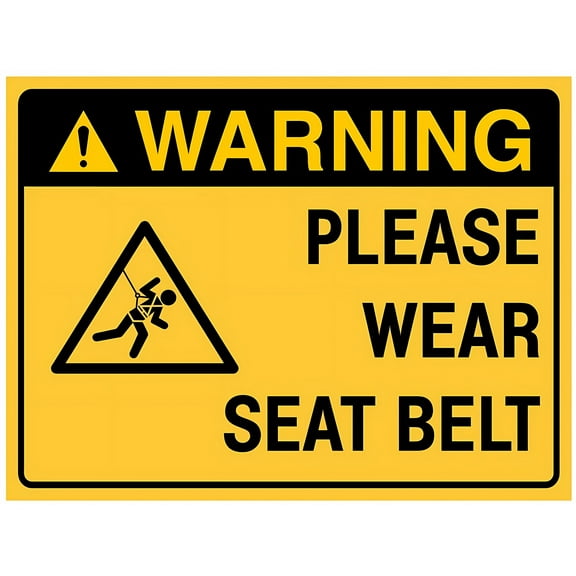 WARNING PLEASE WEAR SEAT BELT SIGN – 8"x12" Metal Tin Sign for Industrial or Commercial Use, Vehicle, Seat Belt Requirement