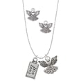 thumbnail image 1 of Delight Jewelry Silvertone Live Long Silver tone Guardian Angel Charm Necklace and Stud Earrings, 1 of 4