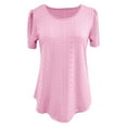 thumbnail image 5 of Pink Women's Short Sleeve T-shirt, Women'S Round Neck Puffed Sleeve Hole Hollow Short Sleeve Casual T Shirt Top,Women's Short sleeve T-shirt M, 5 of 5