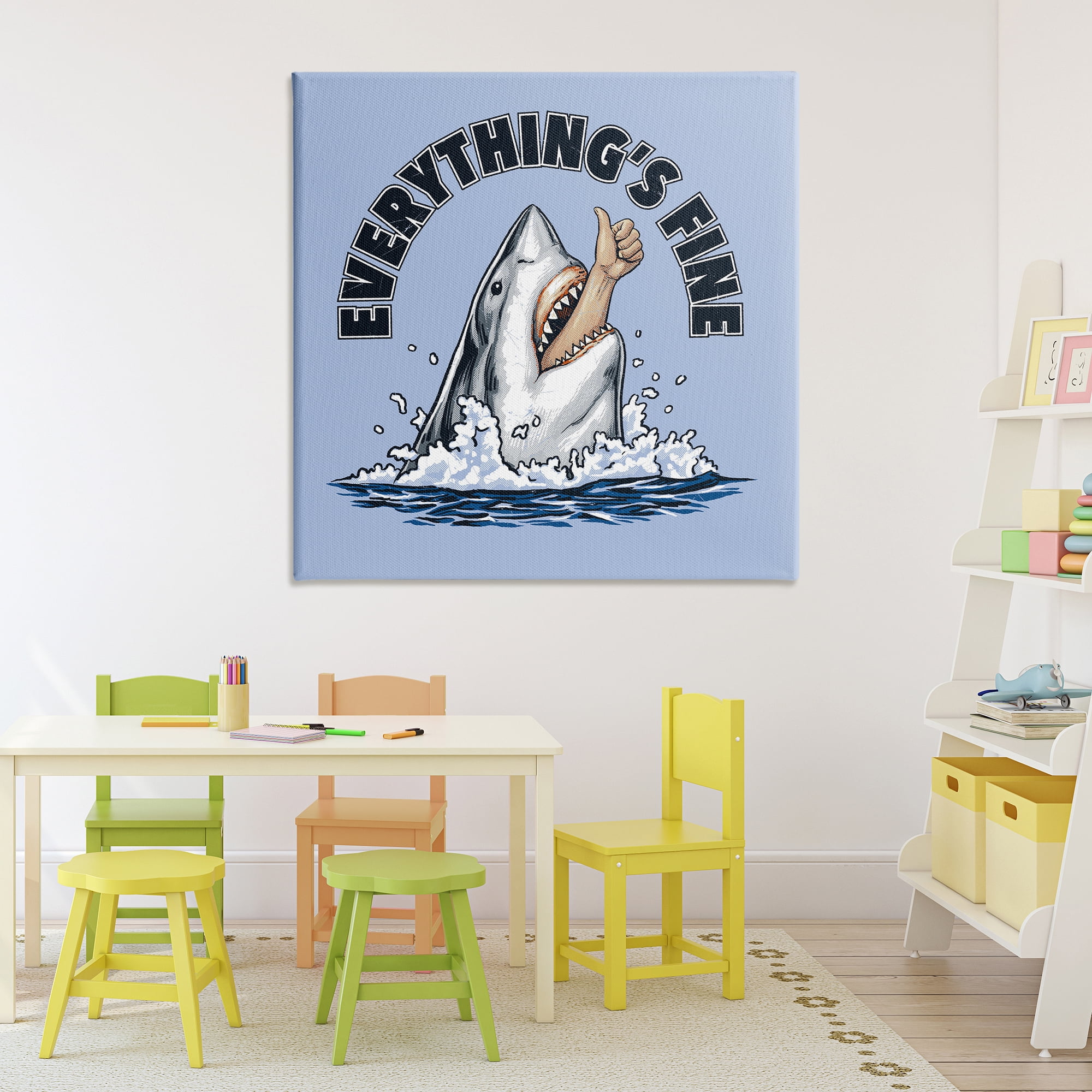 Everything's Fine Shark Bite Canvas Wall Art, design by Jedco Brands Inc.