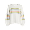 thumbnail image 5 of Dreamers by Debut Womens Striped Long Sleeve Pullover Sweater with Puff Sleeves, 5 of 5