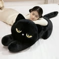 thumbnail image 4 of Giant Cute Black/Gray Lying Cat Plush Toys Soft Simulated Cat Plushie Dolls Pillow Stuffed Animal Lovely Birthday Gift, 4 of 8