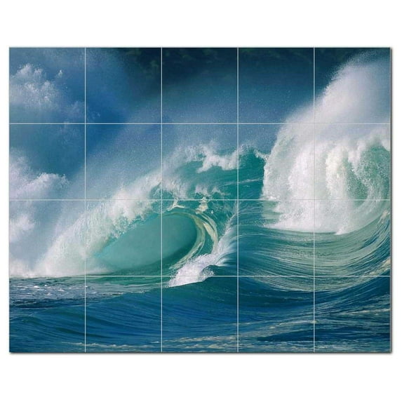 Wave Photo Ceramic Tile Mural Kitchen Backsplash Bathroom Shower 406281-L54