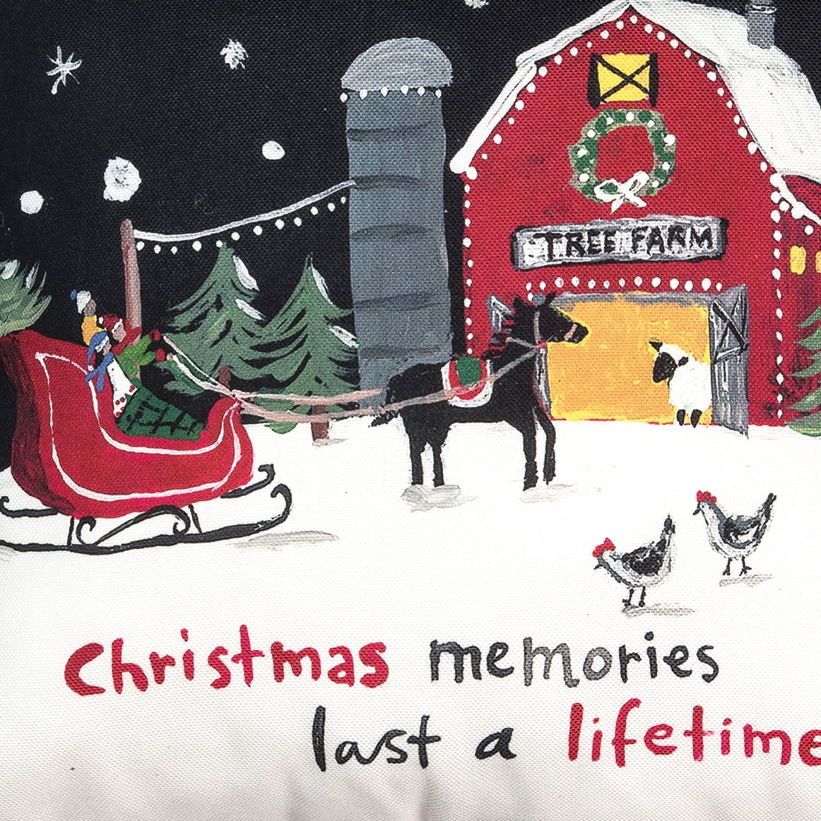 "Christmas Memories Last a Lifetime" Christmas Scene Indoor/Outdoor Throw Pillow, 18" x 18"