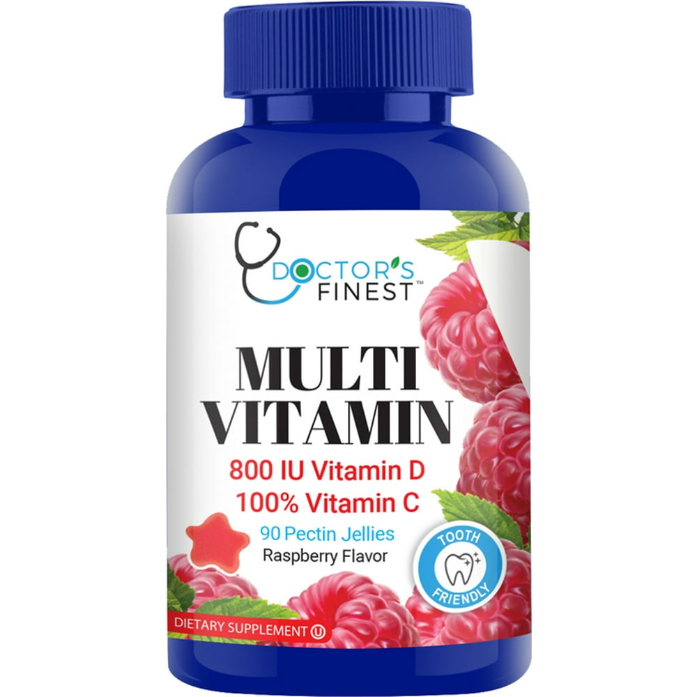 Doctors Finest Kosher Multi Vitamin Chewable for Adults Gummies Raspberry Flavor 90 Jellies