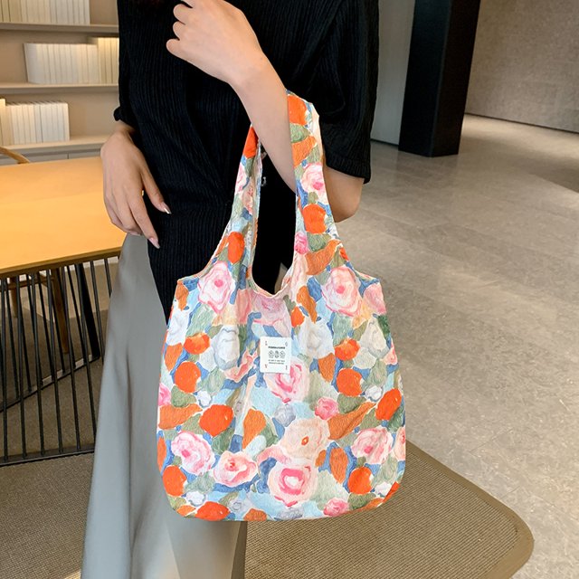 Bolsa Mujer Floral Tote Reutilizable Comestibles Verano Flor Compras Rojo FLhrweasw Nuevo