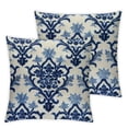 thumbnail image 2 of Acheng Canvas Decorative Cushion Covers Navy Blue Bohemian Flower Throw Pillow Covers , Pack of 2 White, 2 of 6