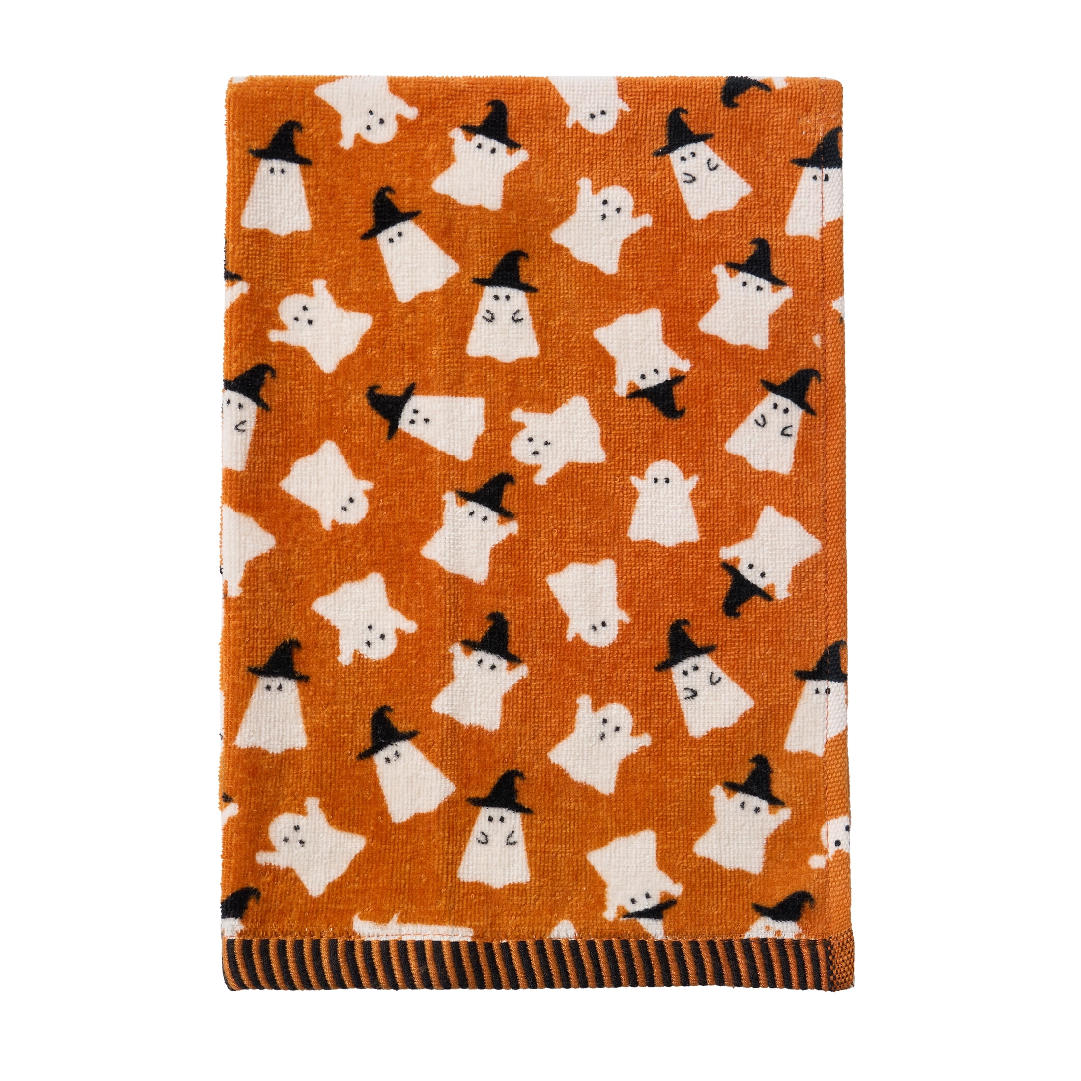 Evergrace Halloween 2 Piece Hand Towel Set, 100% Cotton, Ghost, Orange 16"x26"
