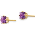 thumbnail image 2 of 14K Yellow Gold 5mm Princess Cut Amethyst Earrings (6 X 6) Made In United States xe61am, 2 of 5
