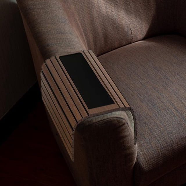 Sofa Arm Tray Couch Arm Tray Table Wood Fruit Portable Table Couch Arm Table brown