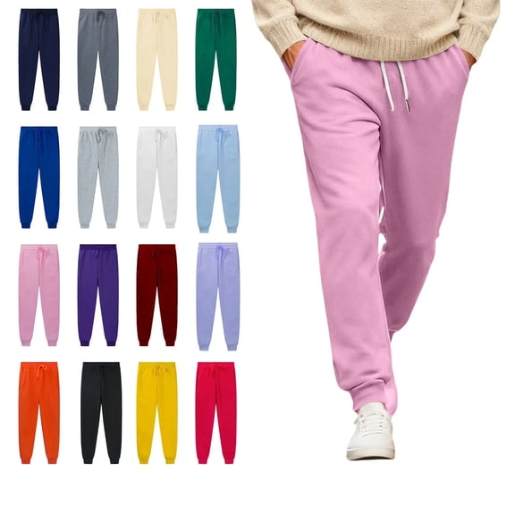 Baggy Sweatpants for Women with Pockets Plus Size Joggers Trendy Fall Fashion Drawstring Sweat Pants Winter Clothes Pink L