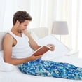 thumbnail image 5 of Salouo Vibrant Blue Floral Print Pajama Pants for Men, Lounge Pants Elastic Waistband Casual Men's sleepwear Loungewear Sleep Pajama Pant -XX-Large, 5 of 7