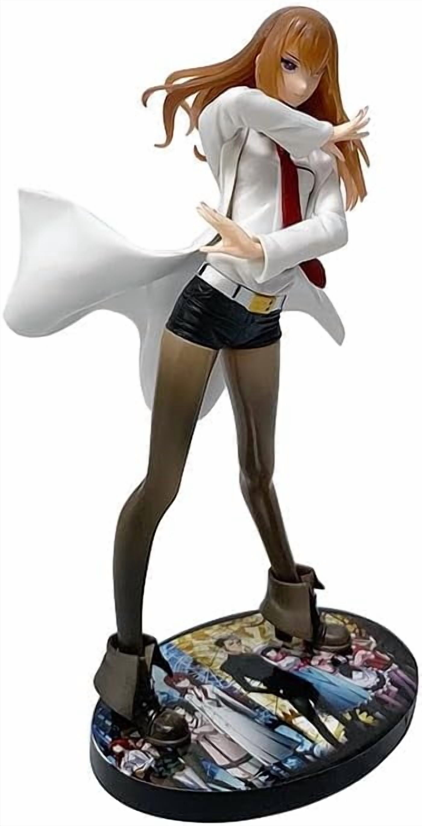 Newly Makise Figure Standing Makise Kurisu Action Figures PVC Character Figurine Cosplay Model Collectible Handicrafts for Anime Fans Gift (White)