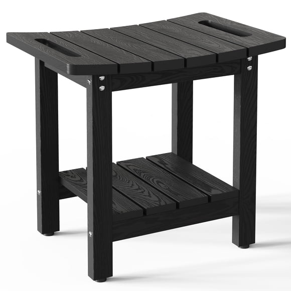 Banco de ducha Oridom HIPS con estante de almacenamiento impermeable negro