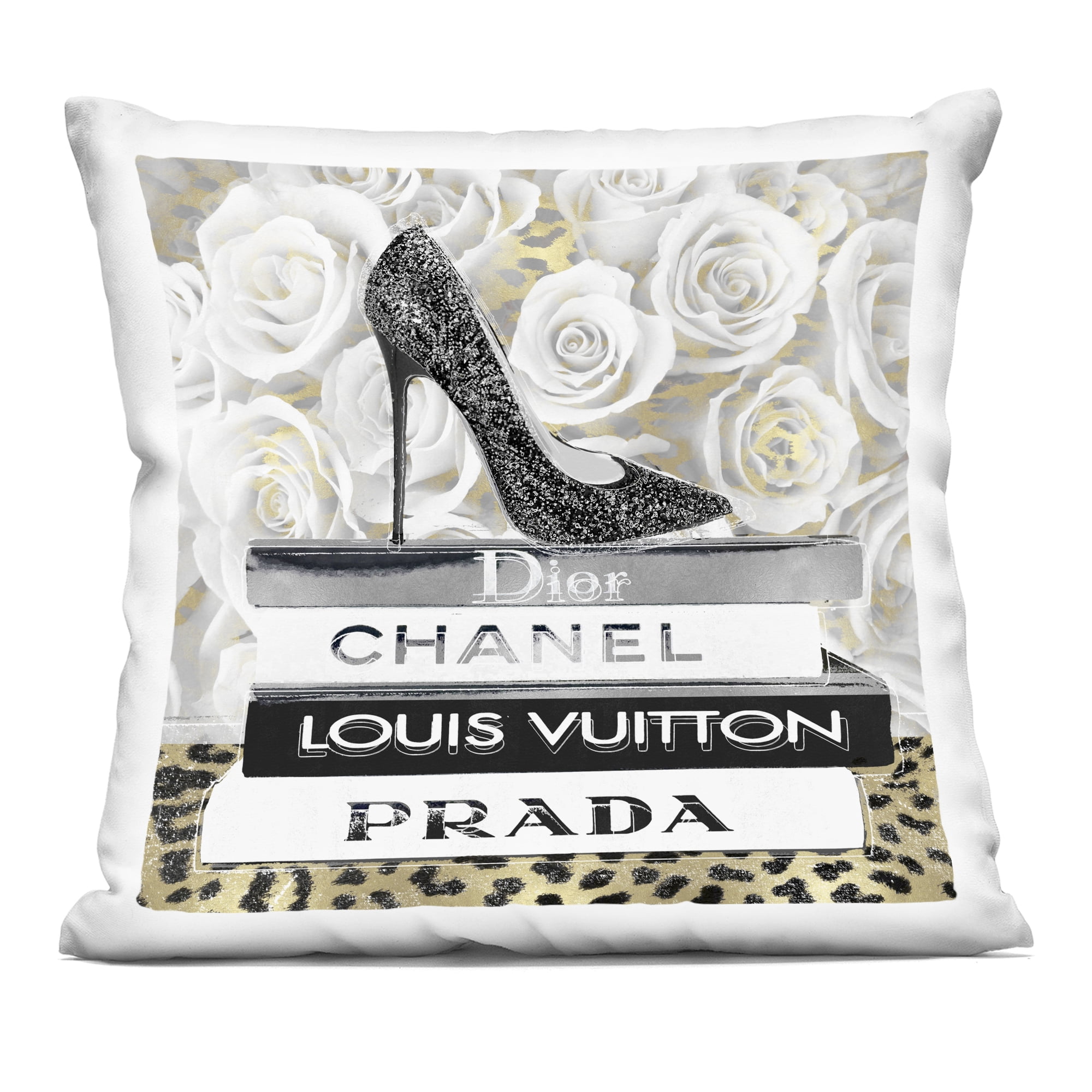 Stupell Industries Glam Heel on Roses Design by Madeline Blake Throw Pillow