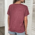 thumbnail image 4 of Wycnly Womens Shirts Casual Button Down Loose Fit Breathable Workout Tee Tops Summer Short Sleeve Round Neck Ladies Solid Tops and Blouses Wine s, 4 of 4