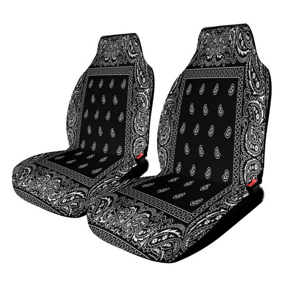 Bandana Pattern Set of 2Pcs Car Seat Covers Easy Clean Automobile Seat Protector Car Interior Accessories