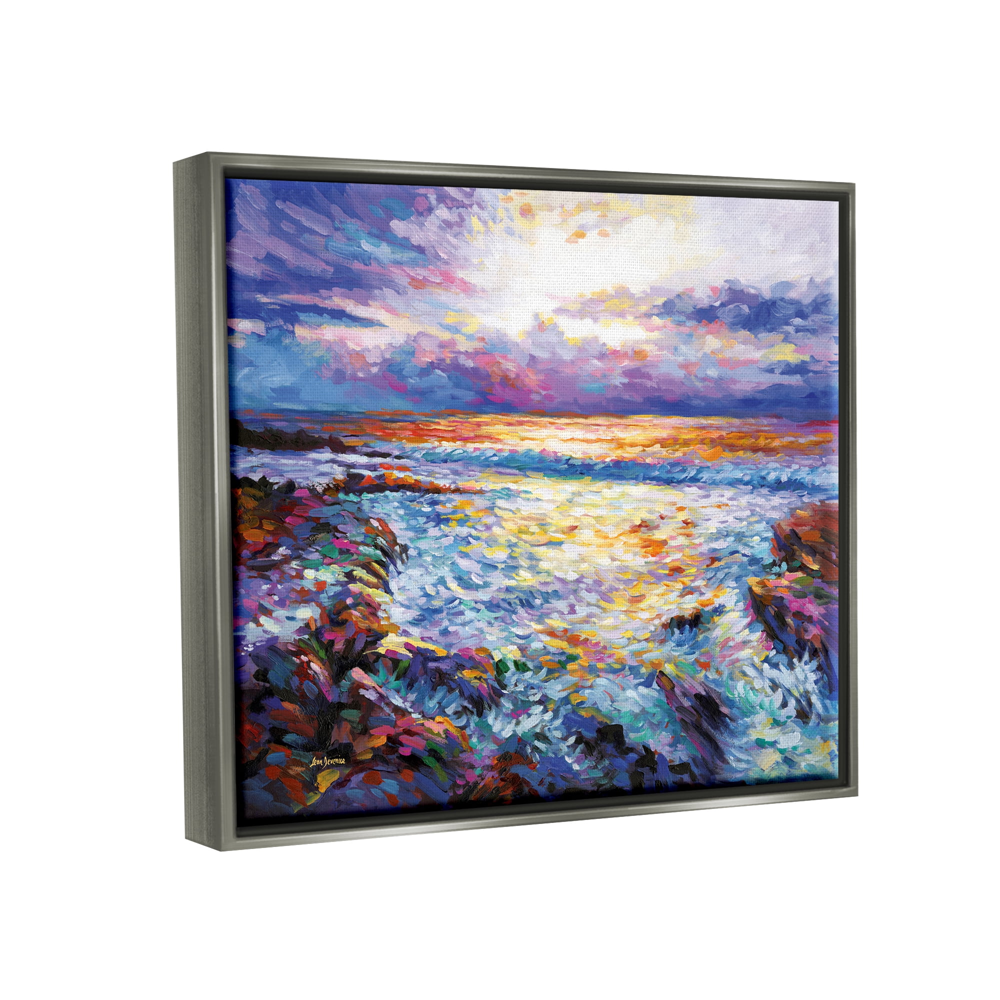 Stupell Industries Abstract Contemplation by the Sea Nature Painting Gray Floater Framed Canvas Art Print Wall Art, 21 x 17