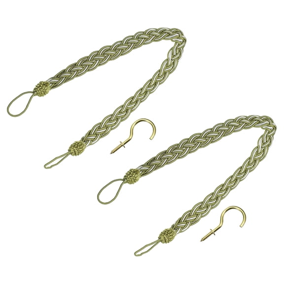 Uxcell 2Pack 58cm/23" Curtain Tiebacks Braided Drapery Holdback Holder, Olive Green
