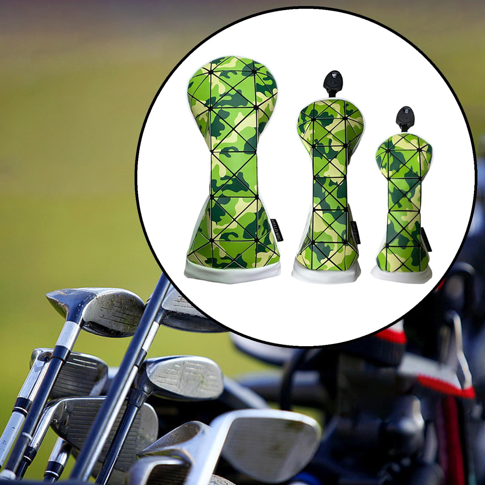 funtasica Golf Headcover Golf Club Head Covers PU Leather Long Neck Fairway Wood Cover Durable Golf Driver Head Covers Golfer Equipment 3pcs Green