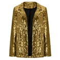 thumbnail image 3 of Yigetop Sequin Blazer for Women Women Sequins Sequin Jacket Casual Long Sleeve Glitter Party Shiny Lapel Rave Outerwear Coat Sparkly Jacket Gold S, 3 of 5