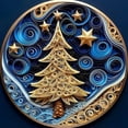 thumbnail image 7 of Linnome Christmas Tree Ornament 3.54 Inch Round Quilled Paper Art Style Hanging Decor, Blue and Golden Swirling Starry Night Design, Luxury Holiday Keepsake for Home Fireplace and Party Decoration, 7 of 7