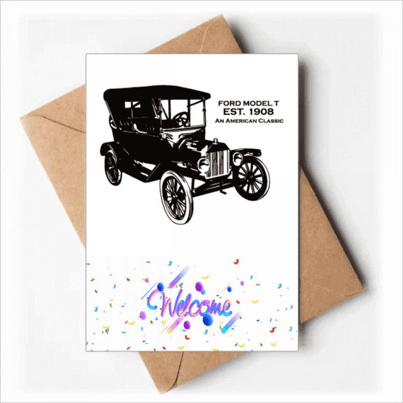 Black Classic Cars Mechanical Pattern Welcome Back Greeting Cards Envelopes Blank