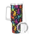 thumbnail image 2 of Vsdgher Colorful Cats Pattern 40 oz Tumbler with Handle and Straw Lid | Insulated Cup Reusable Stainless Steel Water Bottle Travel Mug | Gifts for Women Men Him Her, 2 of 8