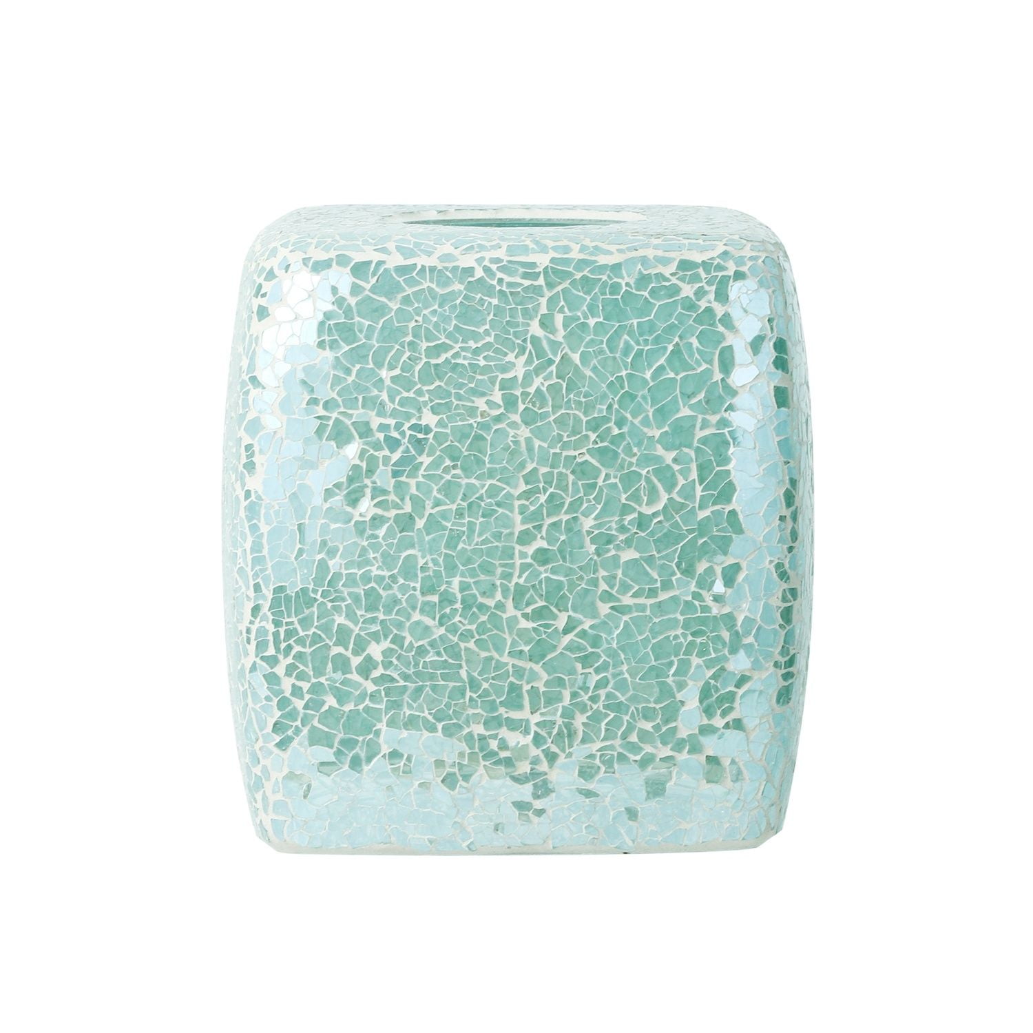 Mosaic Glass Tissue Holder Decorative Tissue Cover Square Box (Turquoise)