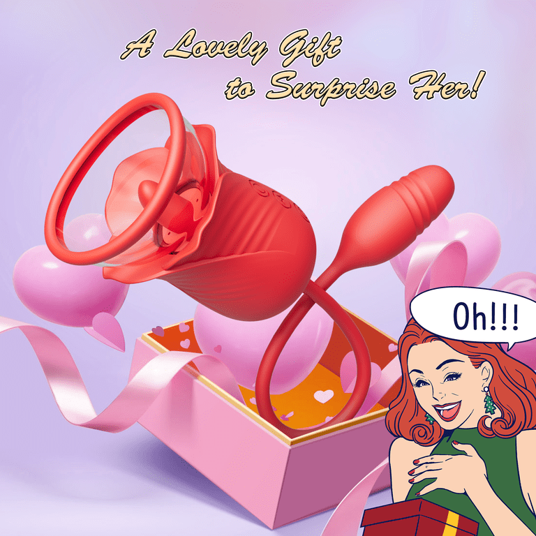 NCTTRP Women Sex Toy Sucking Vibrators - 3 IN 1 Rose Toy Tongue Vibrators  for Women, 5 & 10 Modes, Female Couple Sex Toy & Games, Red