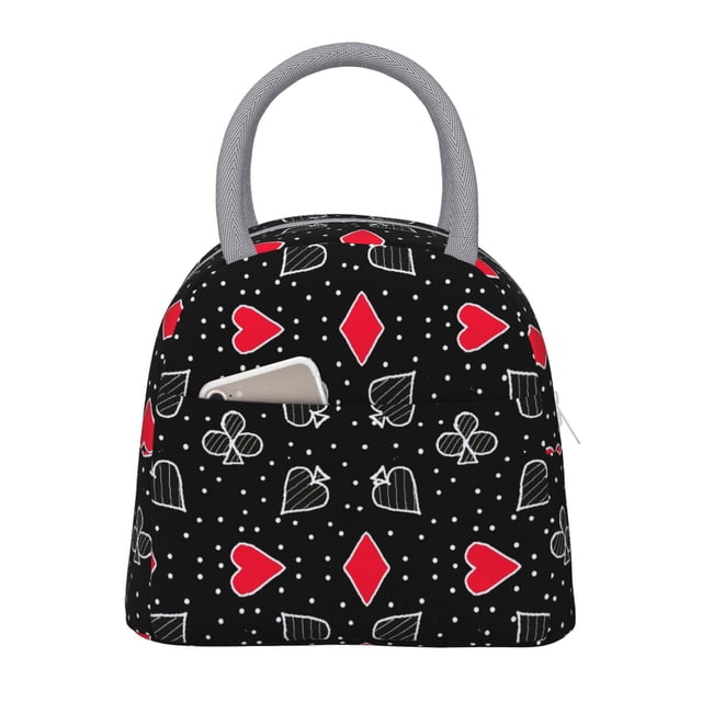 Balery Card Suits Bolsa de Almuerzo para Mujeres, Caja de Almuerzo, Bolsa de Almuerzo Pequeña Impermeable, Tote de Almuerzo Reutilizable con Gran Capacidad